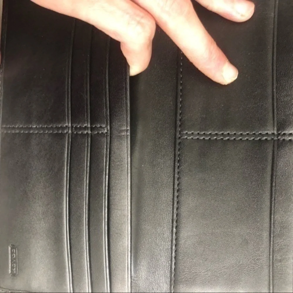 Coach black leather soho checkbook wallet